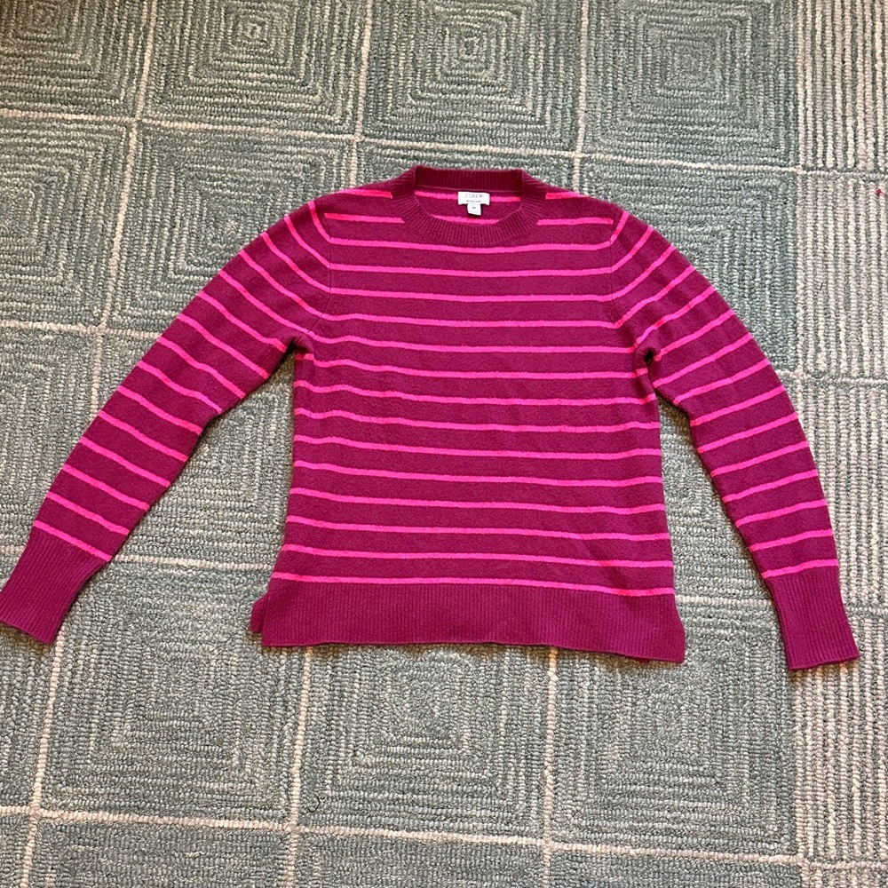J Crew Soft Yarn Striped Pink Sweater